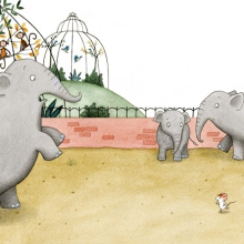 Elephants and Mouse at the Zoo