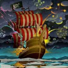 Happy New Year Pirate Ship