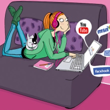 Laptop on Sofa Girl