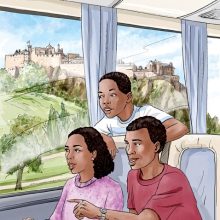Family in train