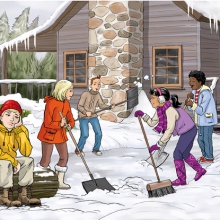 Teens Snow Sweep