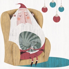 Santa Snoozing with Cat
