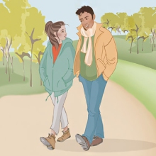 Couple Walking in Park